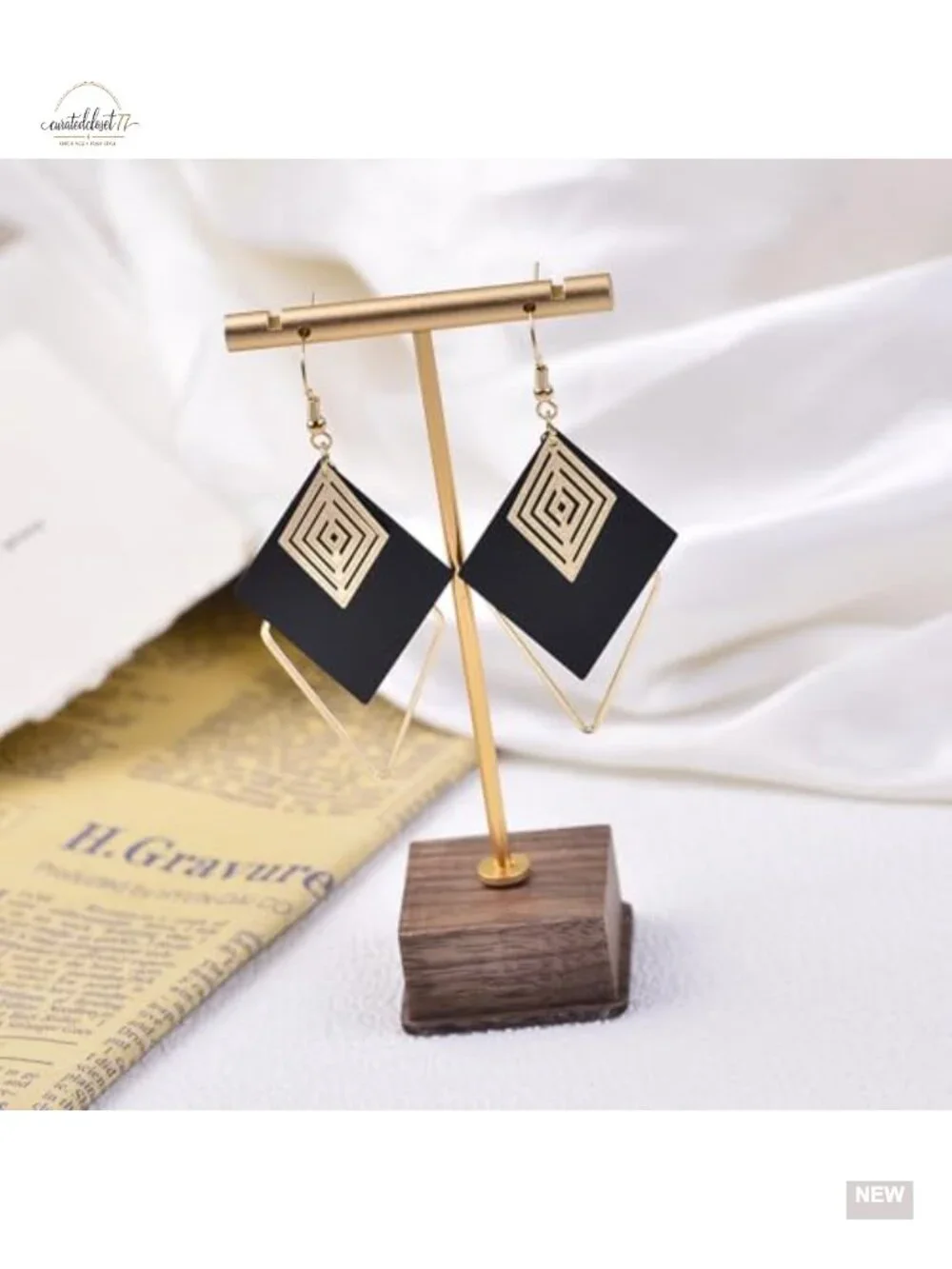 Teardrop Leaf Dangle Earrings Layered Geometric Statement Earrings Lightweight